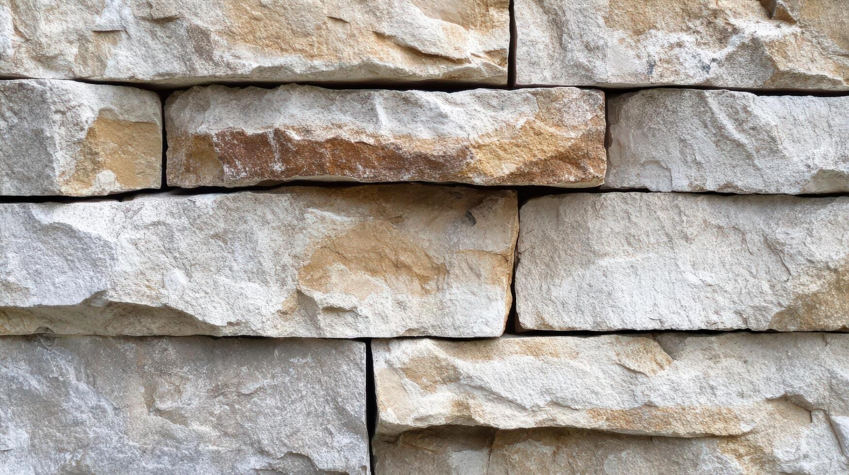 Rough Hewn Stone Wall Texture Displaying Beige and White Tones photo
