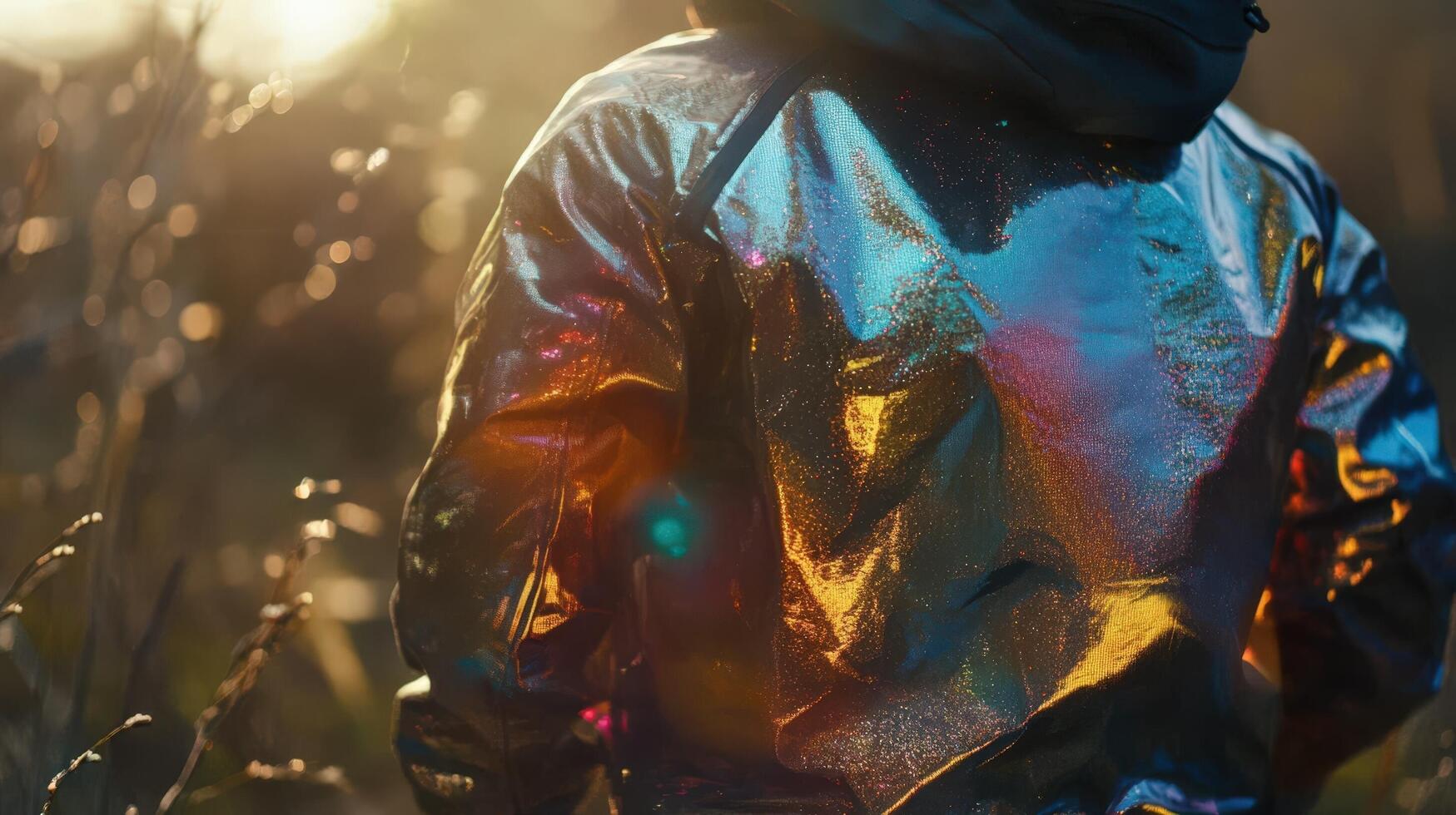 Iridescent Jacket Shimmers In Golden Sunlight photo