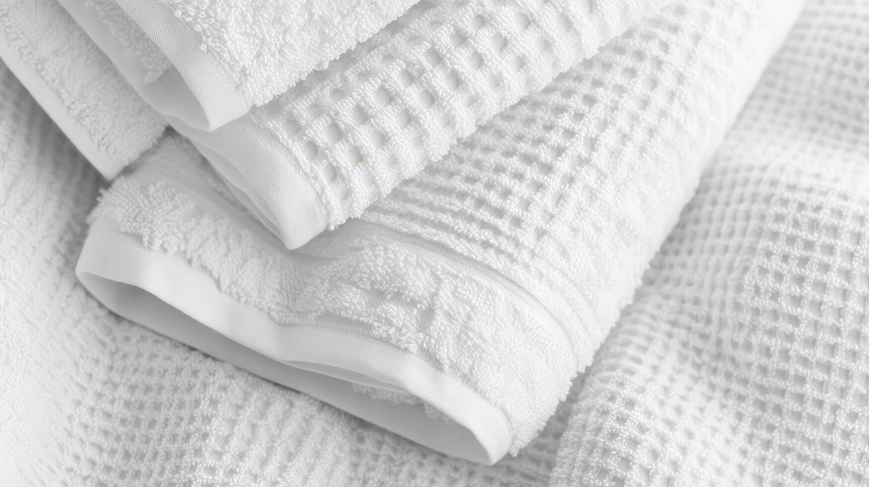 Soft White Towels Stacked Neatly Together photo