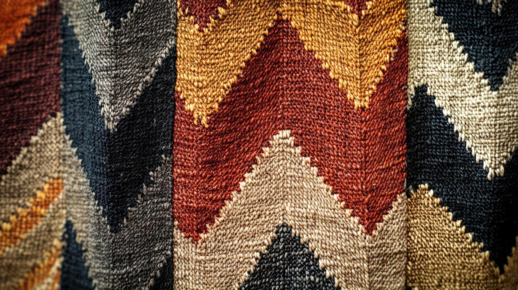 Colorful Zigzag Patterned Textile Fabric Closeup photo