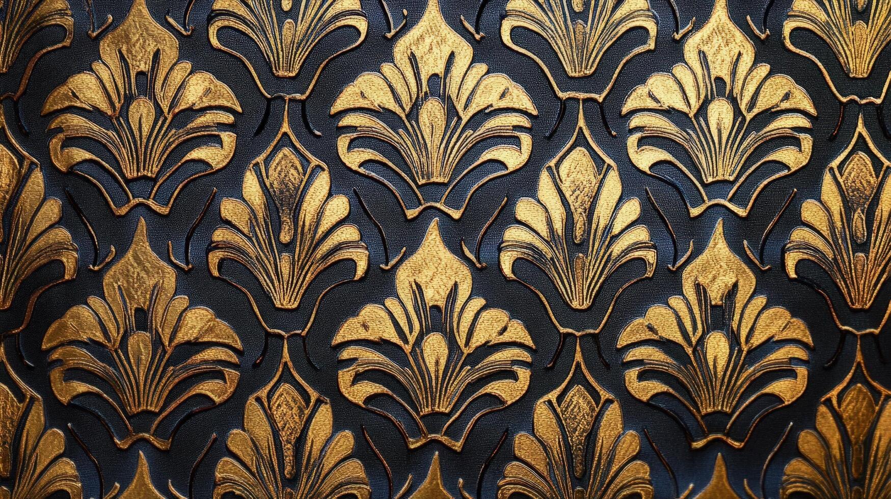 Elegant Gold Floral Pattern On Dark Background photo