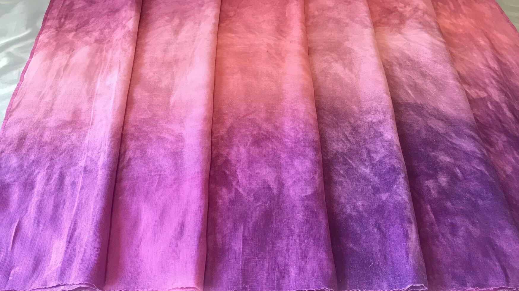 Ombre Dyed Fabric in Shades of Pink and Purple photo