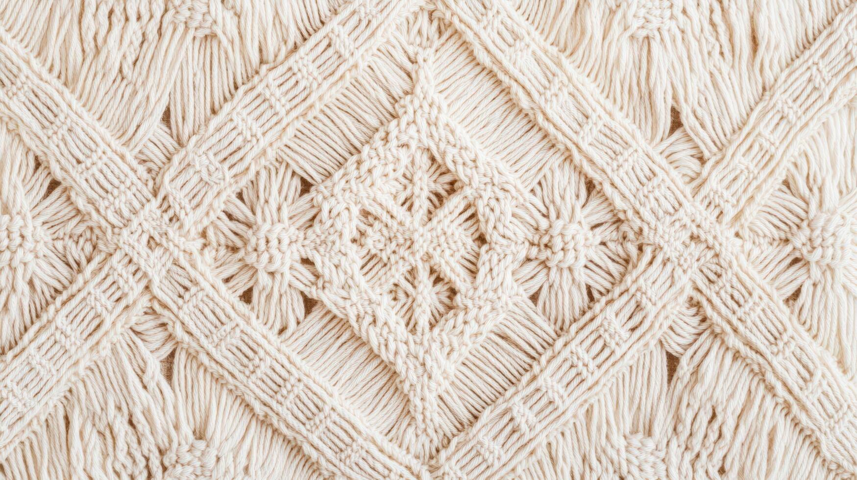 Intricate Beige Macrame Textile Pattern Design photo