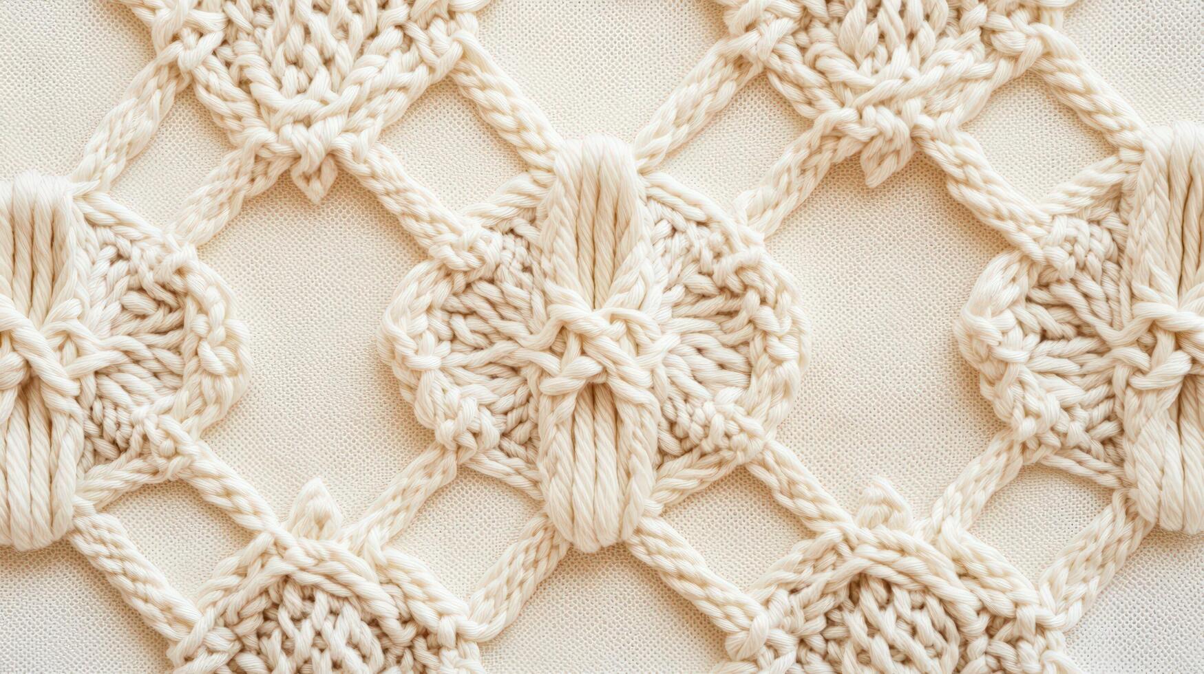 Cream colored yarn creates a textured woven pattern photo