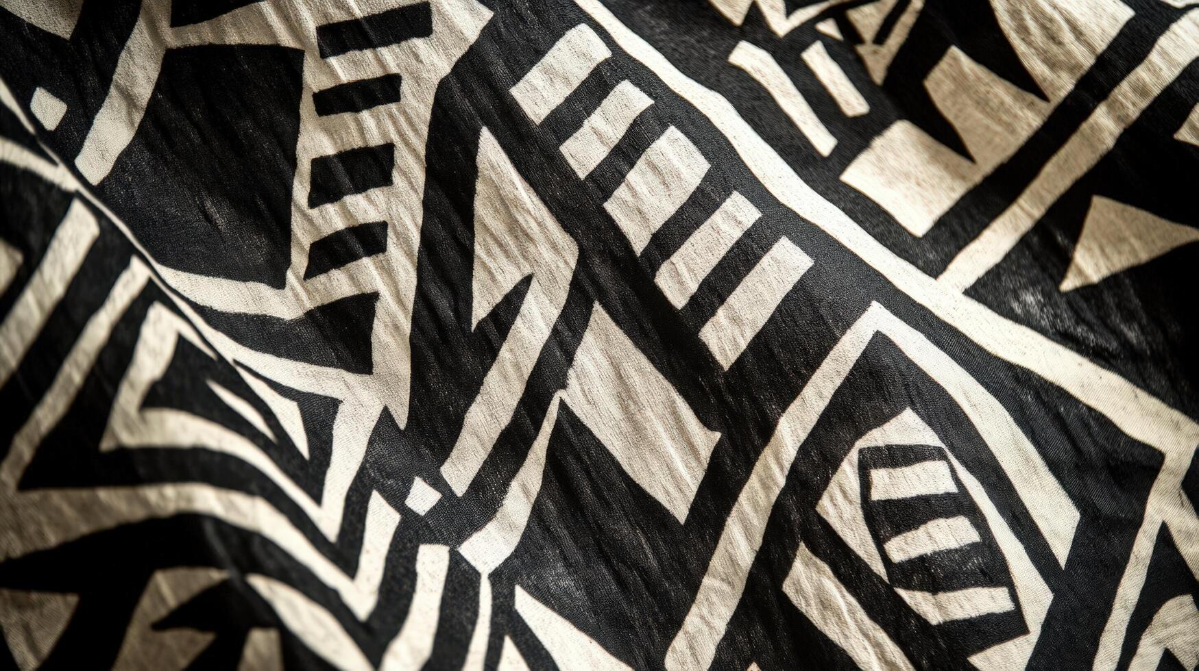 Abstract Black and White Geometric Textile Design photo