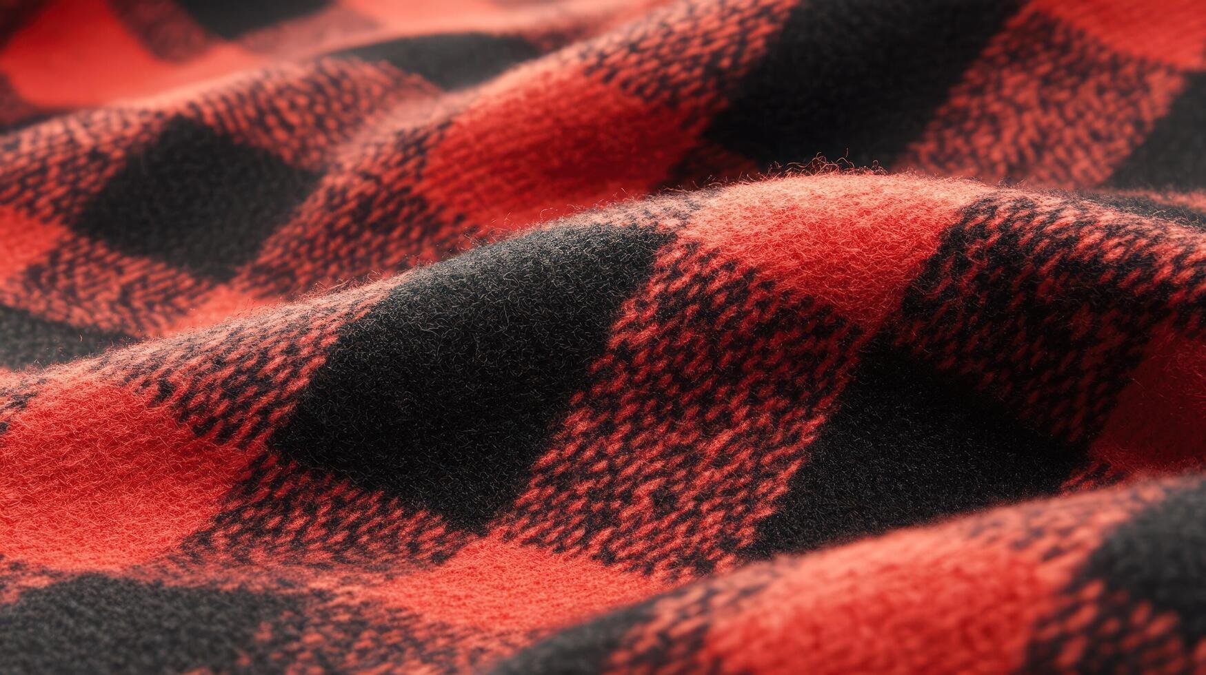Red and black buffalo plaid fabric texture detail photo