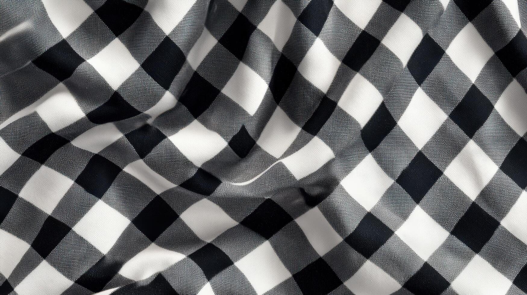 Black and white checkered fabric draped softly photo