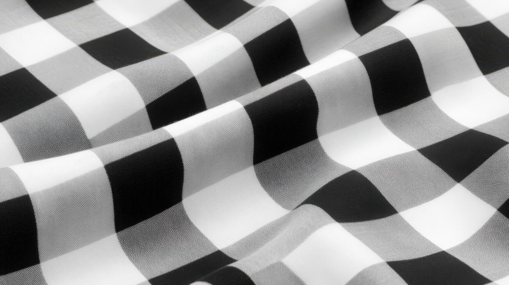 Black and white checkered fabric gently draped photo