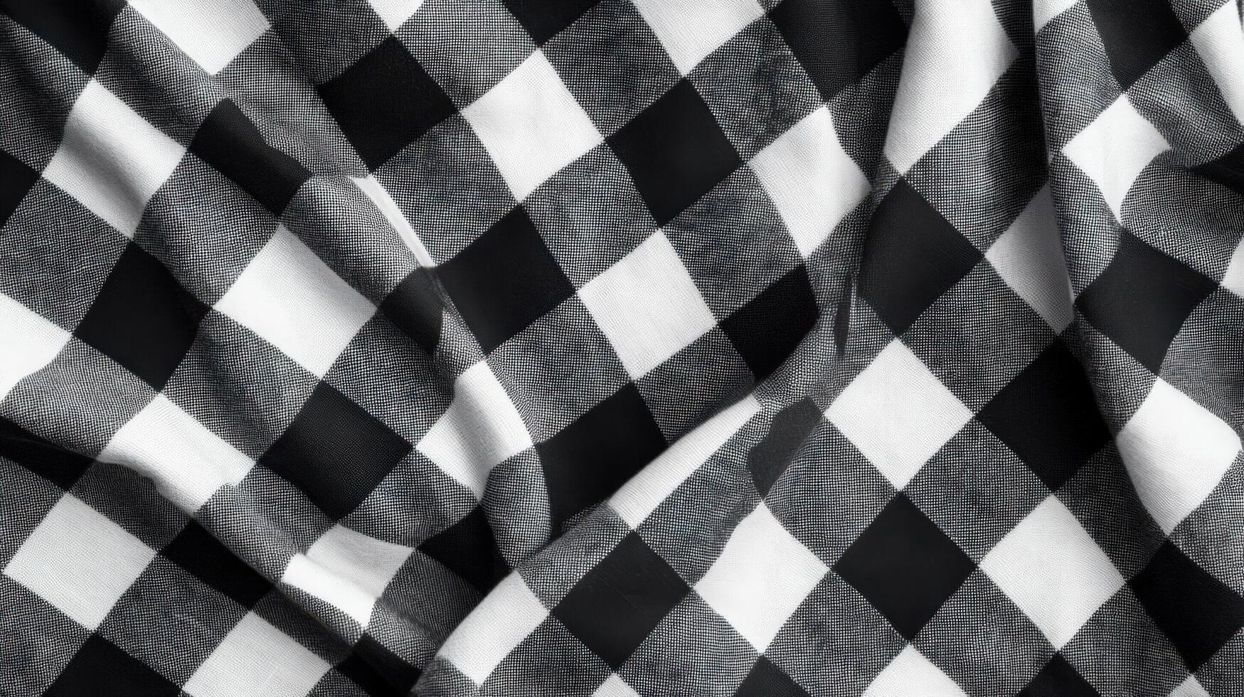 Black and white checkered fabric textile texture photo