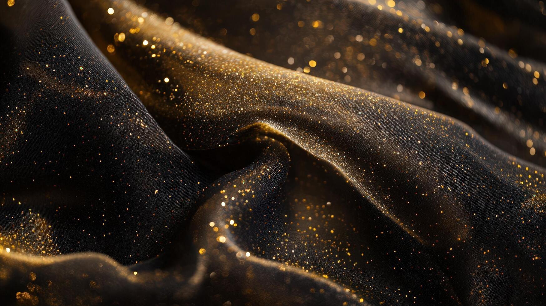 Black fabric with gold glitter shimmering elegantly photo