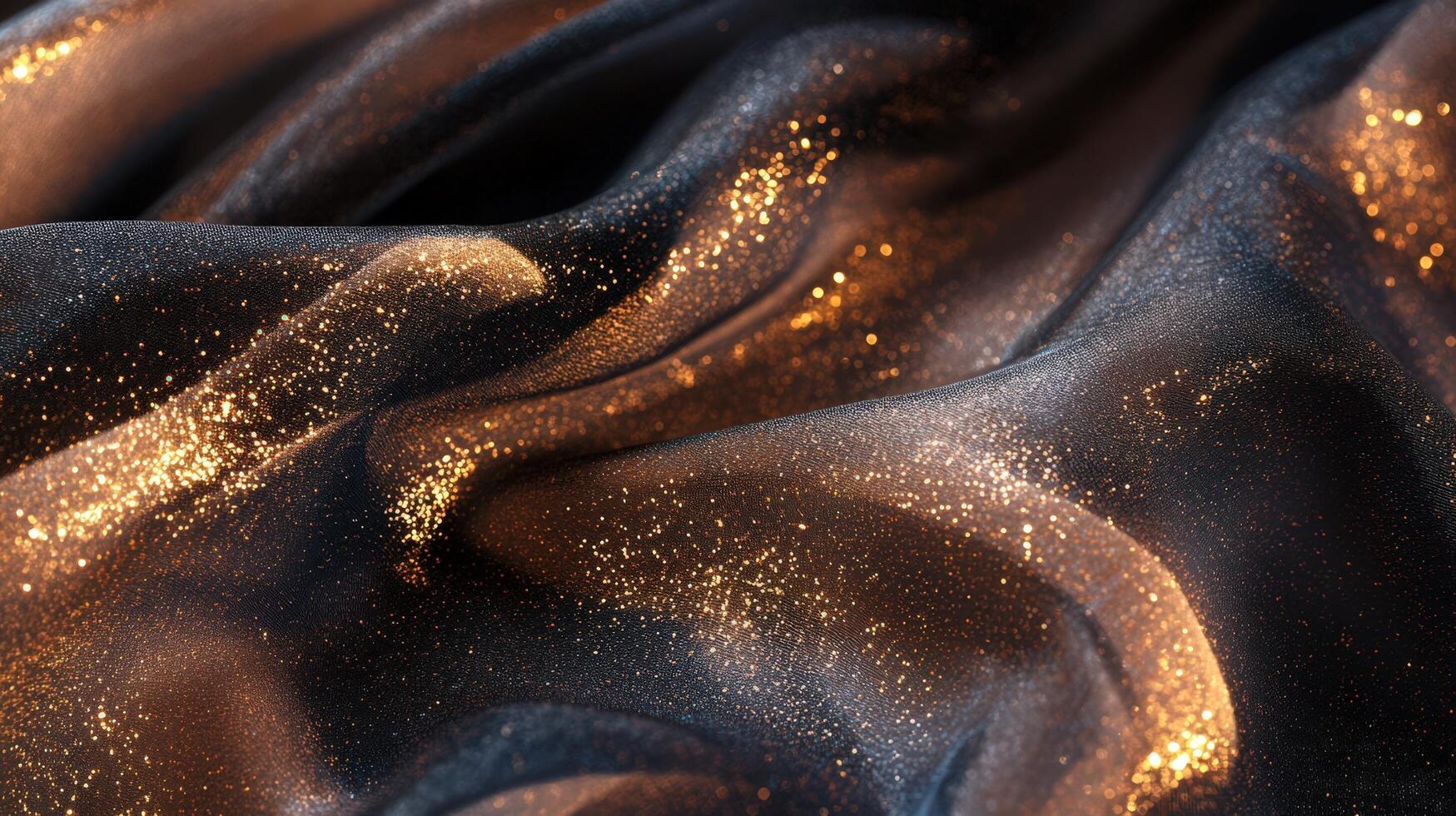Dark Fabric with Golden Glitter Shimmering Drape photo