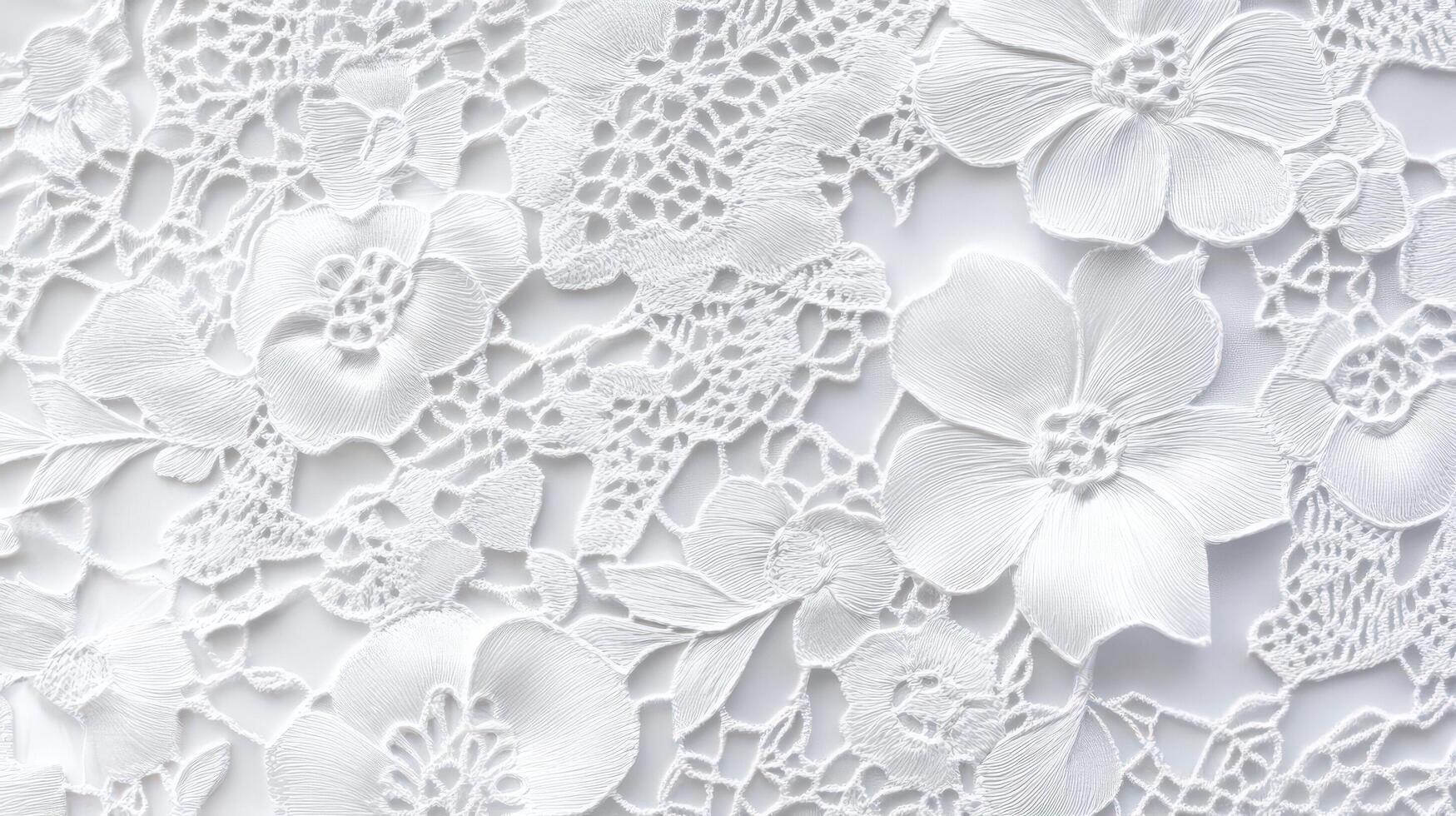 White Floral Lace Fabric Delicate Pattern Design photo
