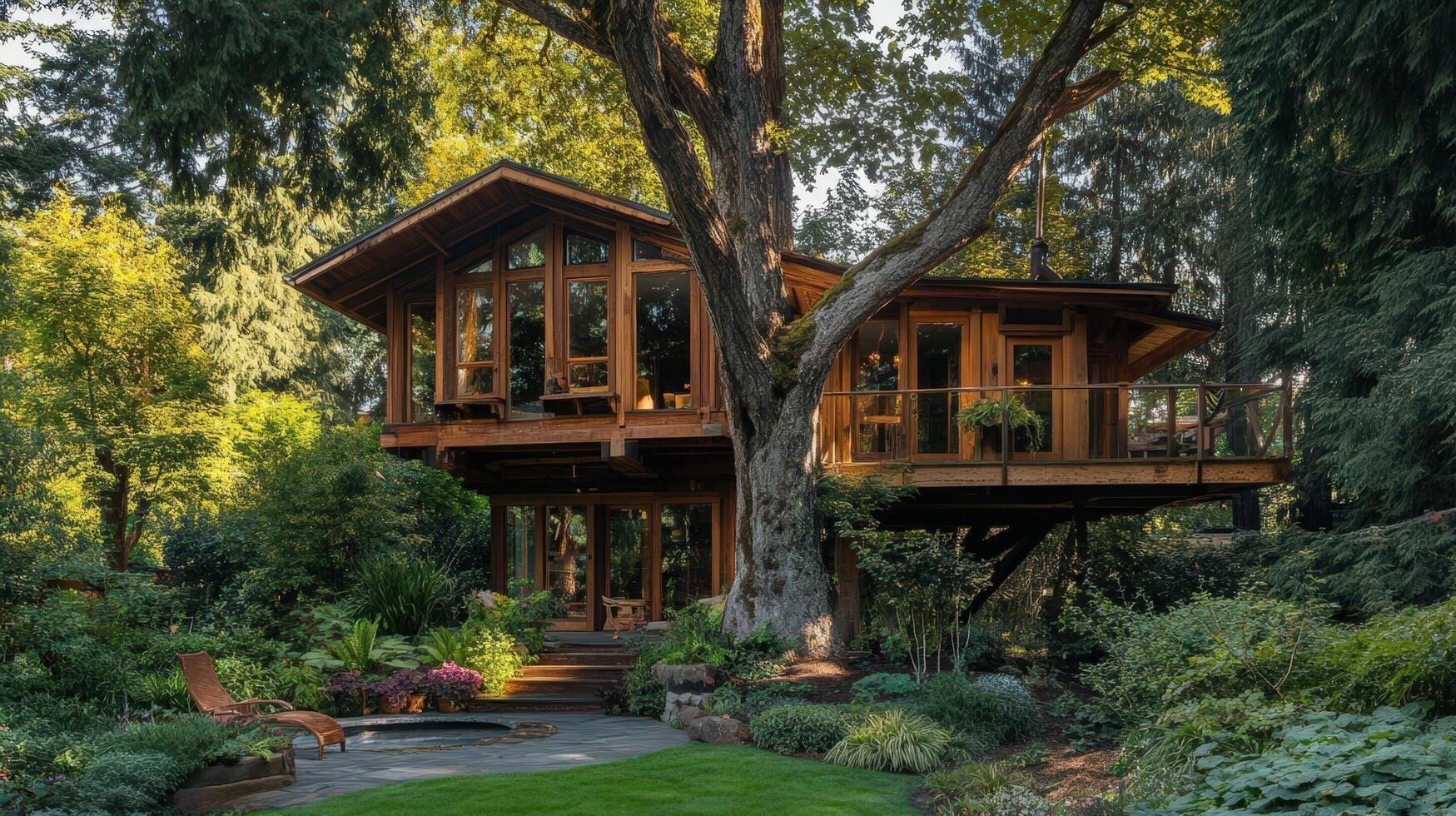 Luxurious Treehouse Home Nestled In Lush Greenery photo