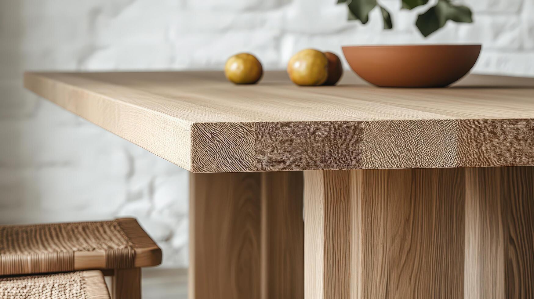 Modern Wooden Dining Table Detail Close Up photo