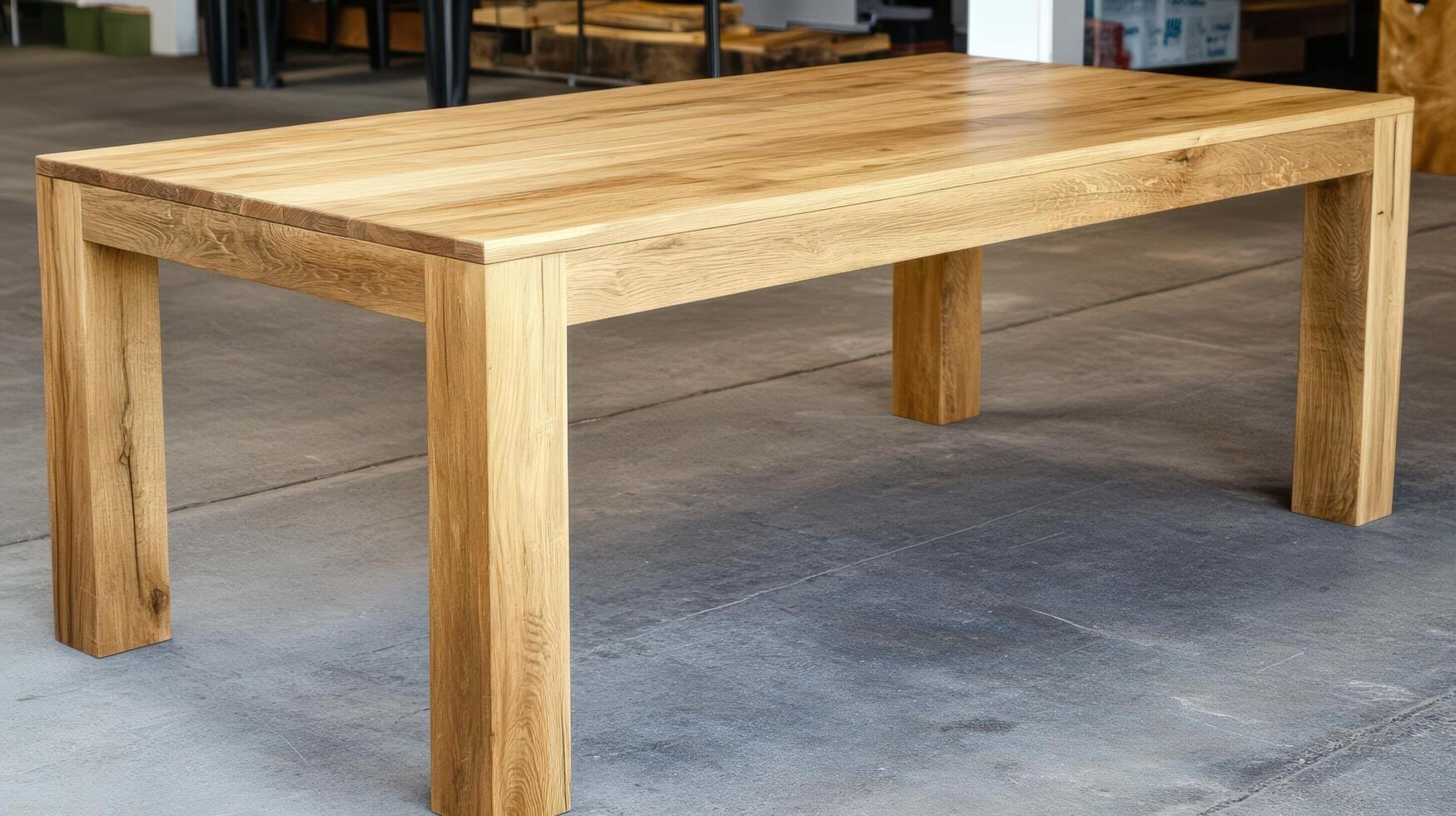 Simple Solid Oak Wood Dining Table Design photo