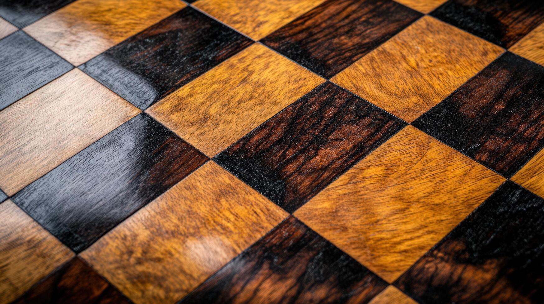 A Close Up View Of A Wooden Chessboard photo