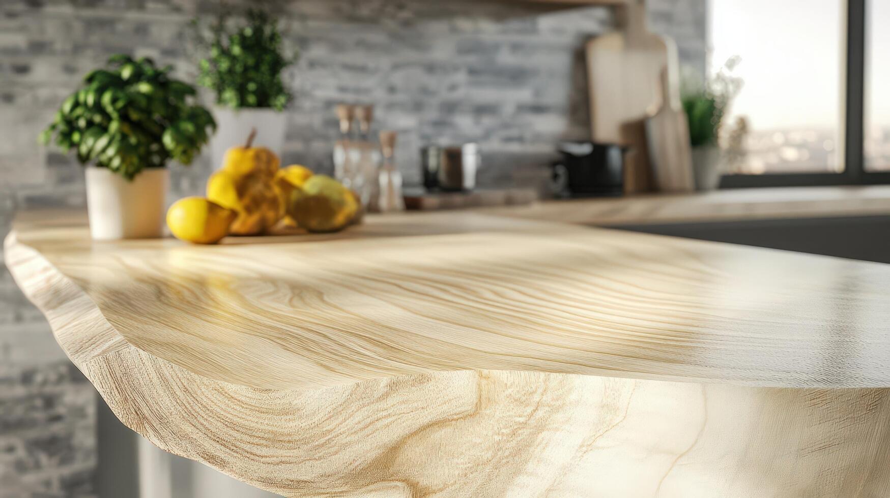 Modern Kitchen Countertop Wood Grain Detail photo