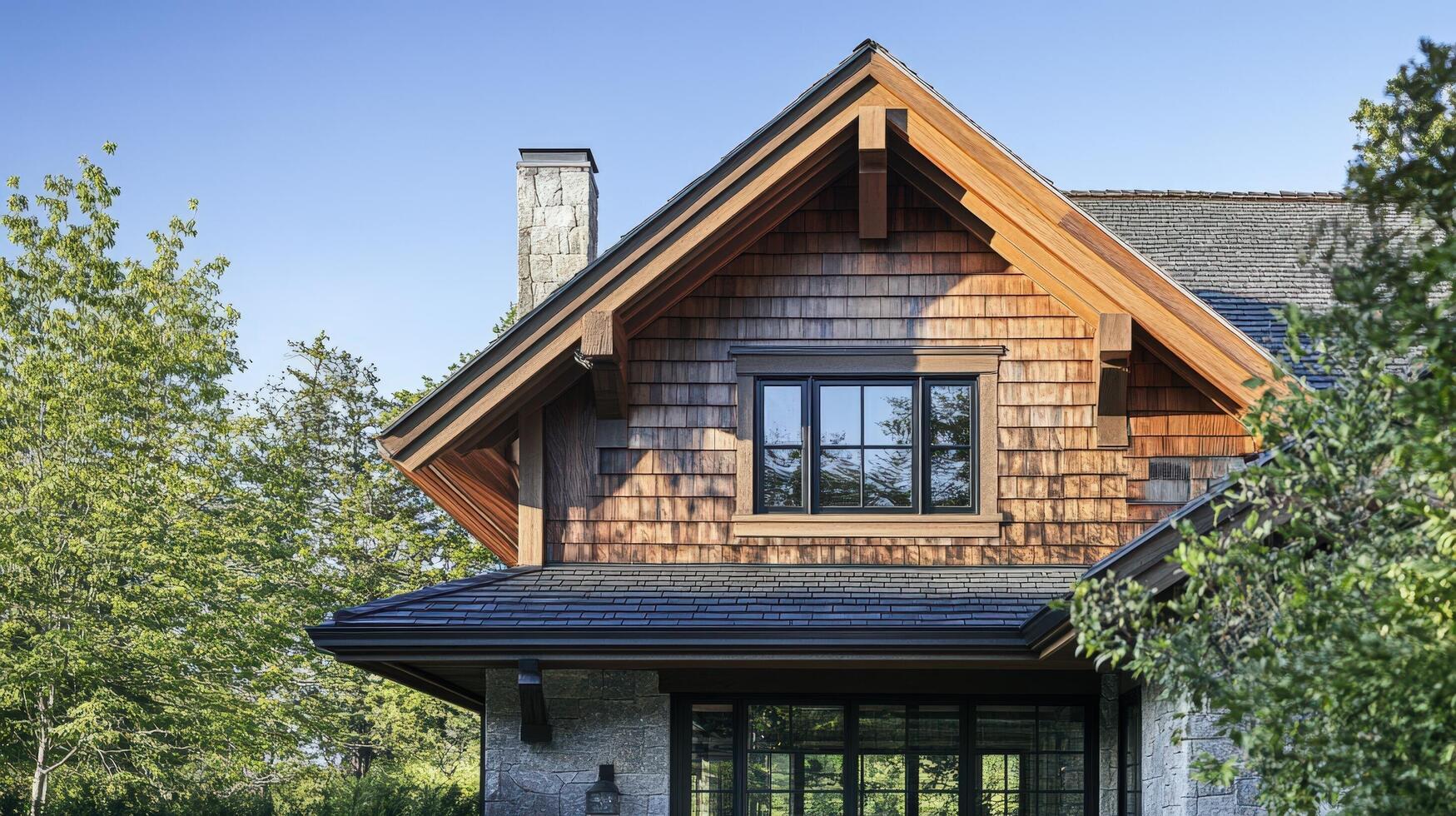 Wooden Gable Roof Window Architectural Detail House photo