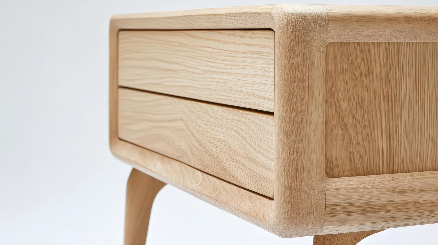 Elegant Light Oak Two Drawer Side Table photo