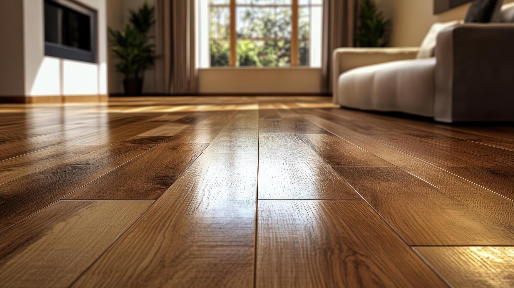 Polished Hardwood Floor In Modern Living Room photo
