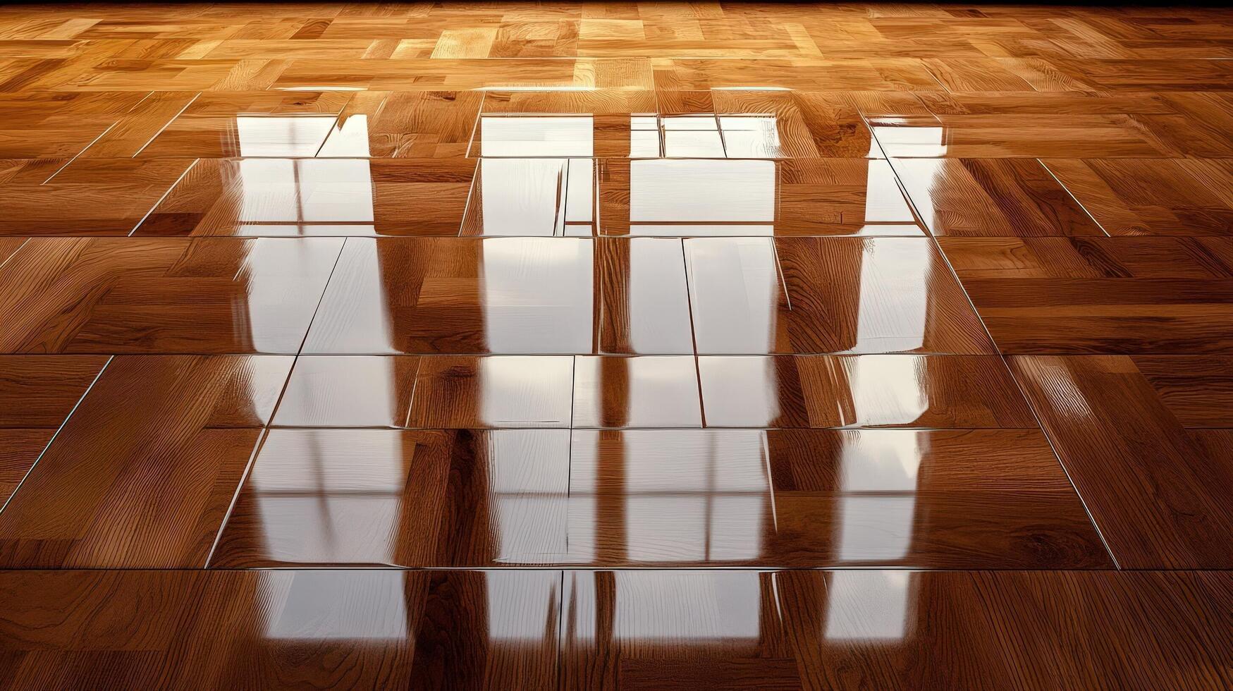 Polished Hardwood Floor Reflecting Window Light photo