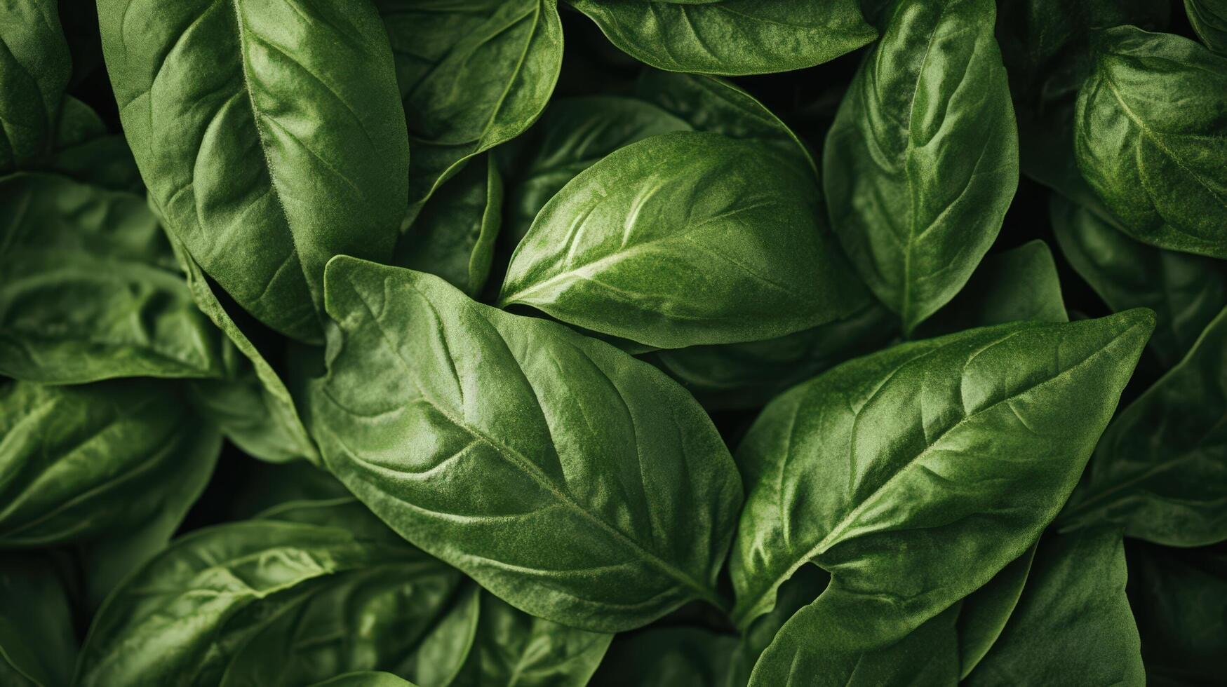 Lush Green Basil Leaves Close Up Texture photo