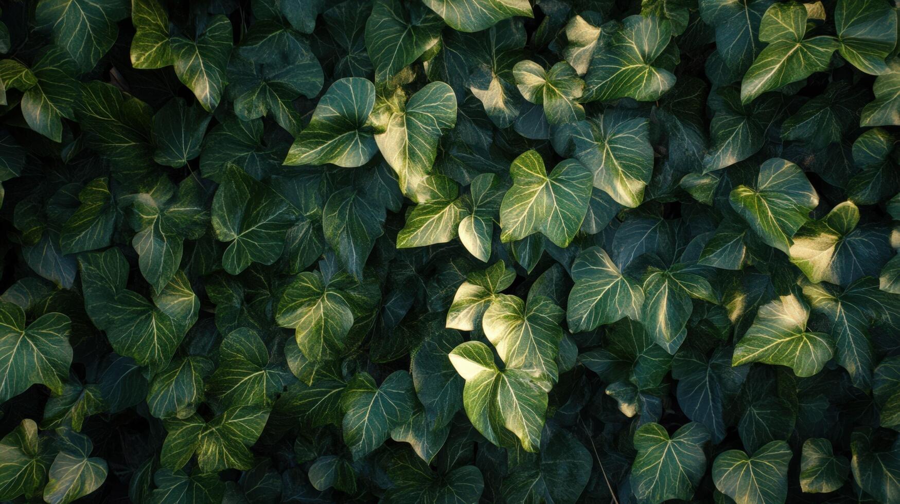 Lush Green Ivy Leaves Forming A Dense Wall photo