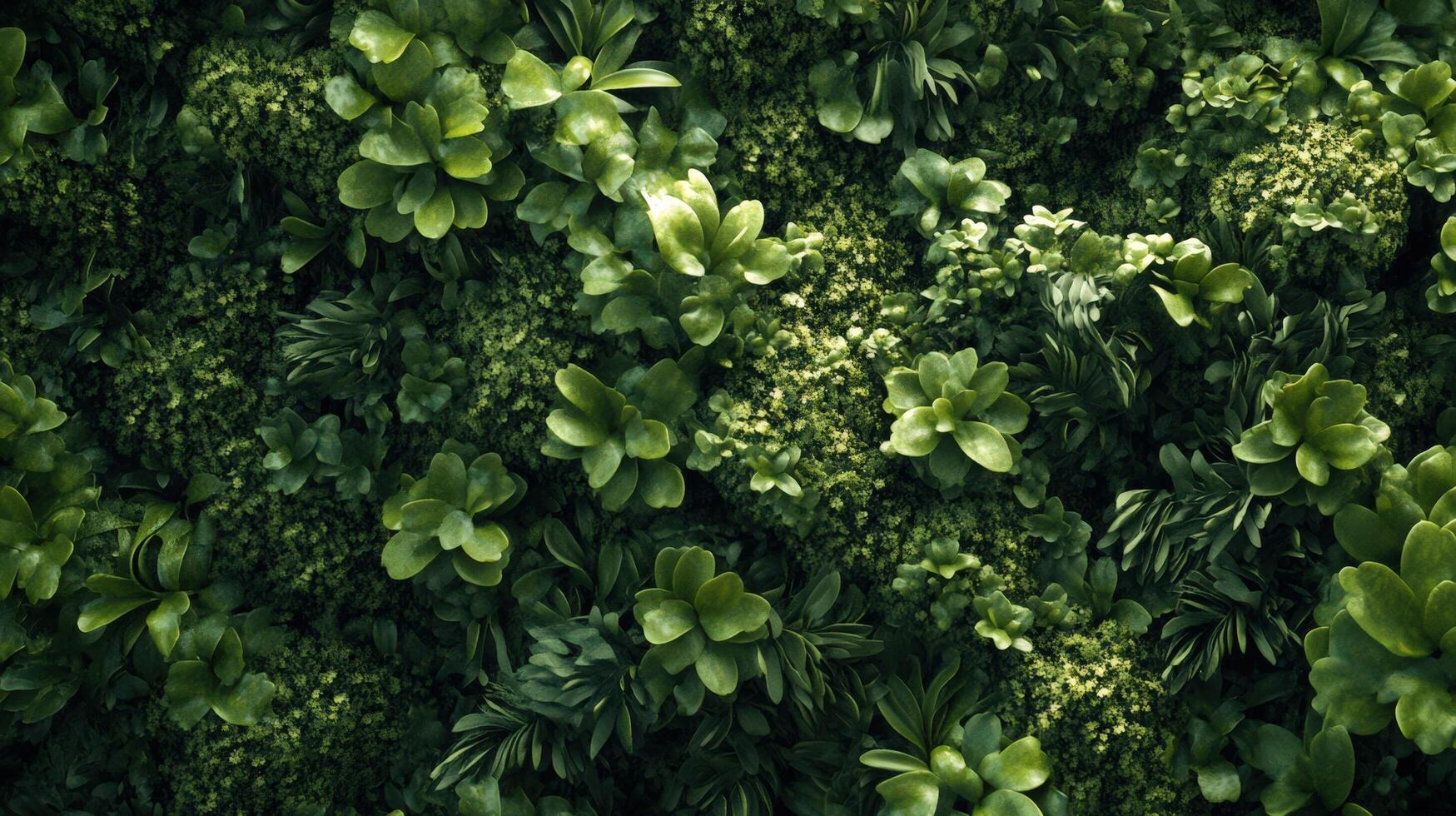 Lush Green Foliage Wall Texture Background photo
