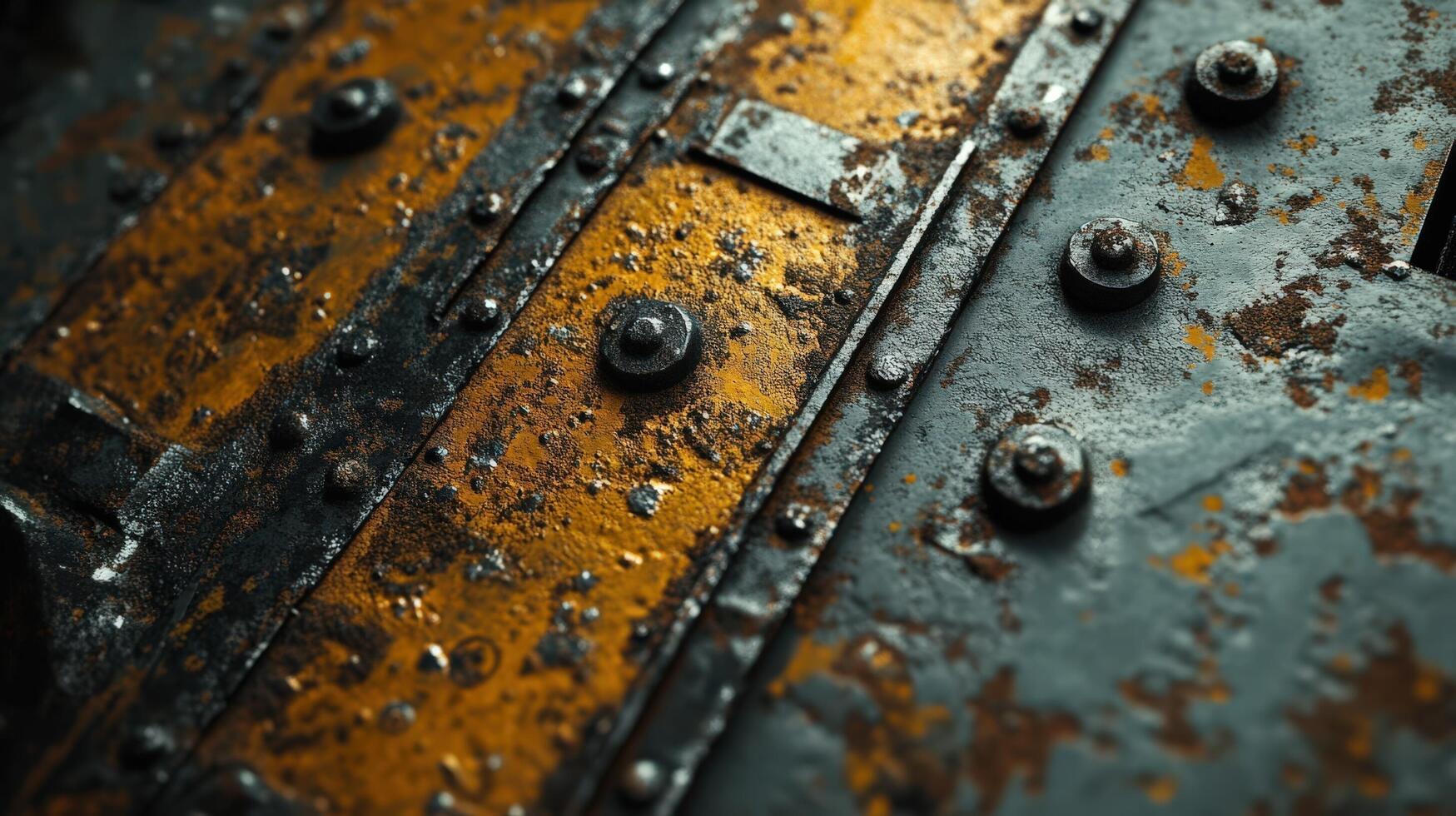 Rusty Metal Surface With Bolts and Stripes photo