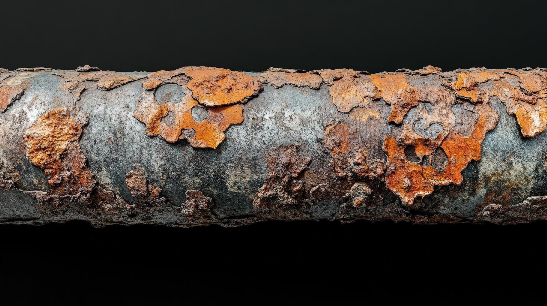 Heavily rusted metal pipe showing extensive corrosion damage photo