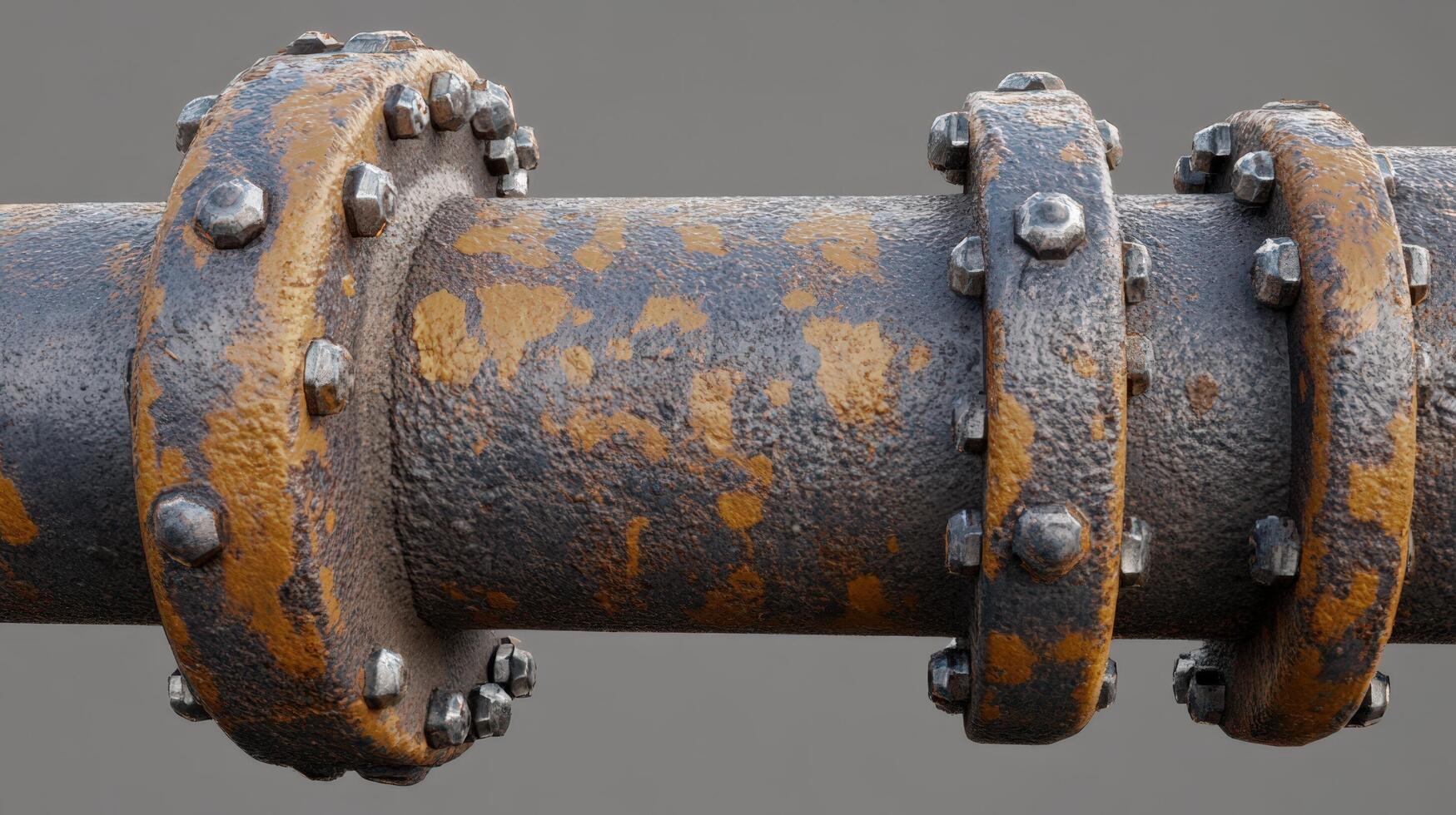 Rusty Industrial Pipe with Flange Connections photo