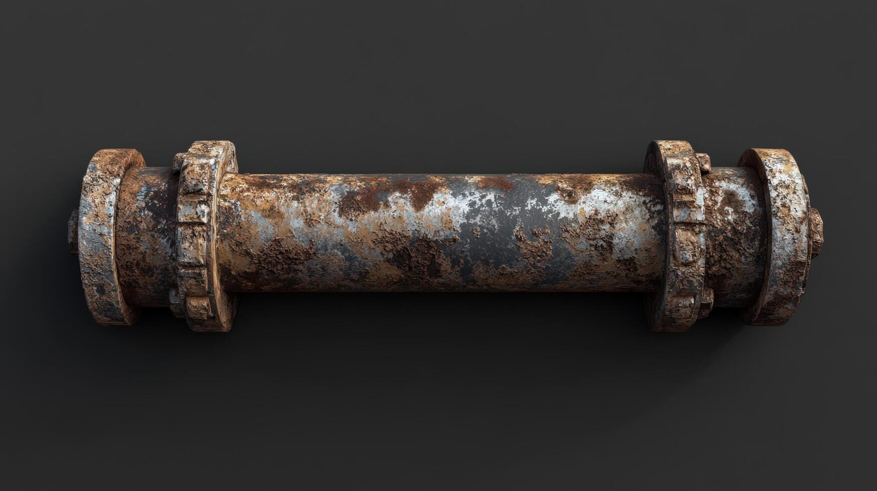 Rusty Metal Pipe with Flanged Connections photo