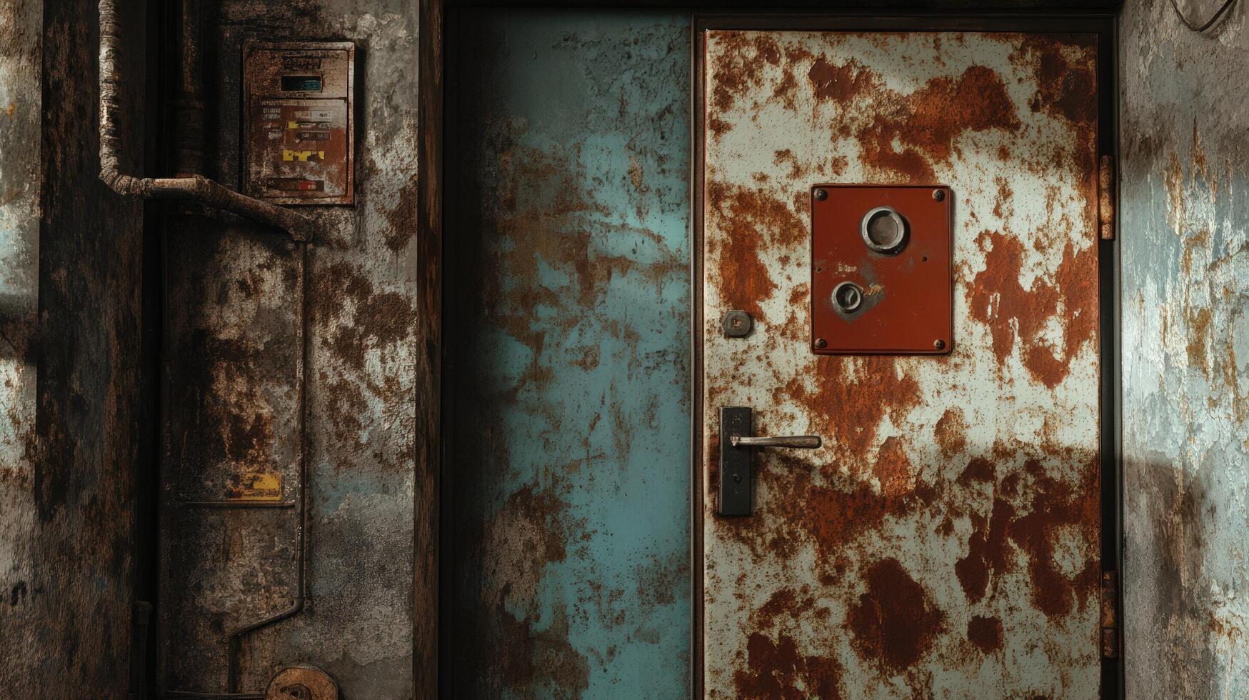 Rusty Doorway And Weathered Exterior Wall photo