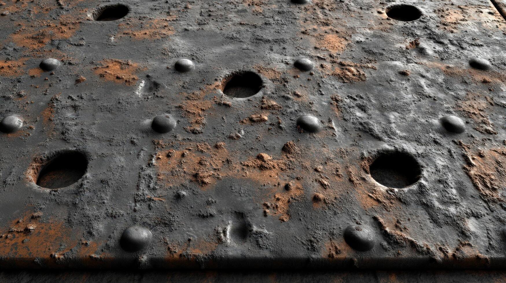Rusted Metal Plate With Holes And Studs photo