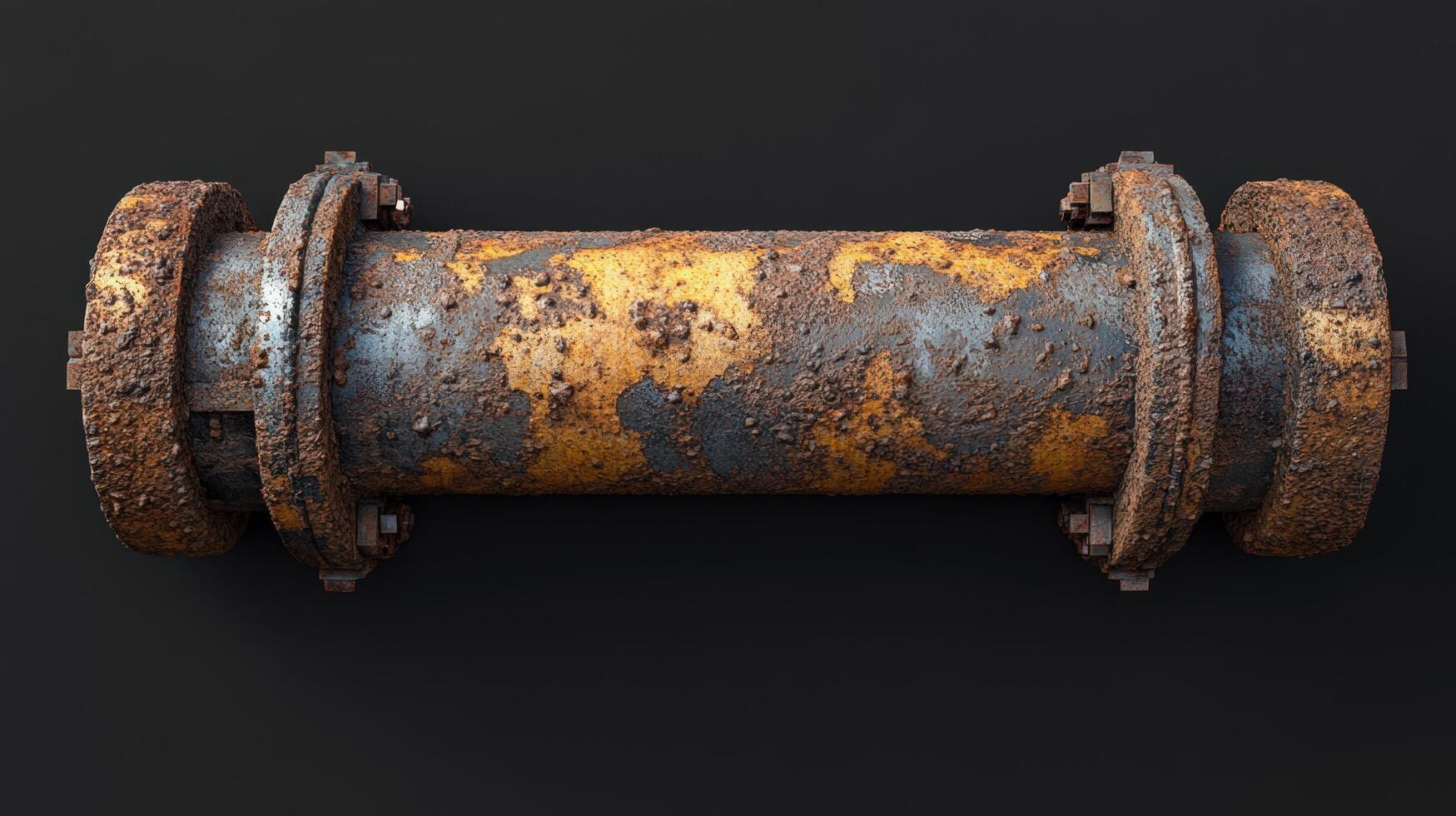 Heavily Rusted Industrial Pipe Section Flanges photo