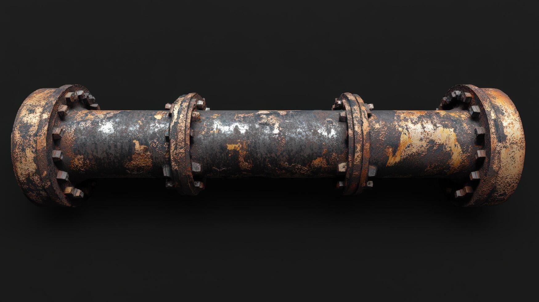 Rusty Industrial Pipe Section With Flanges photo