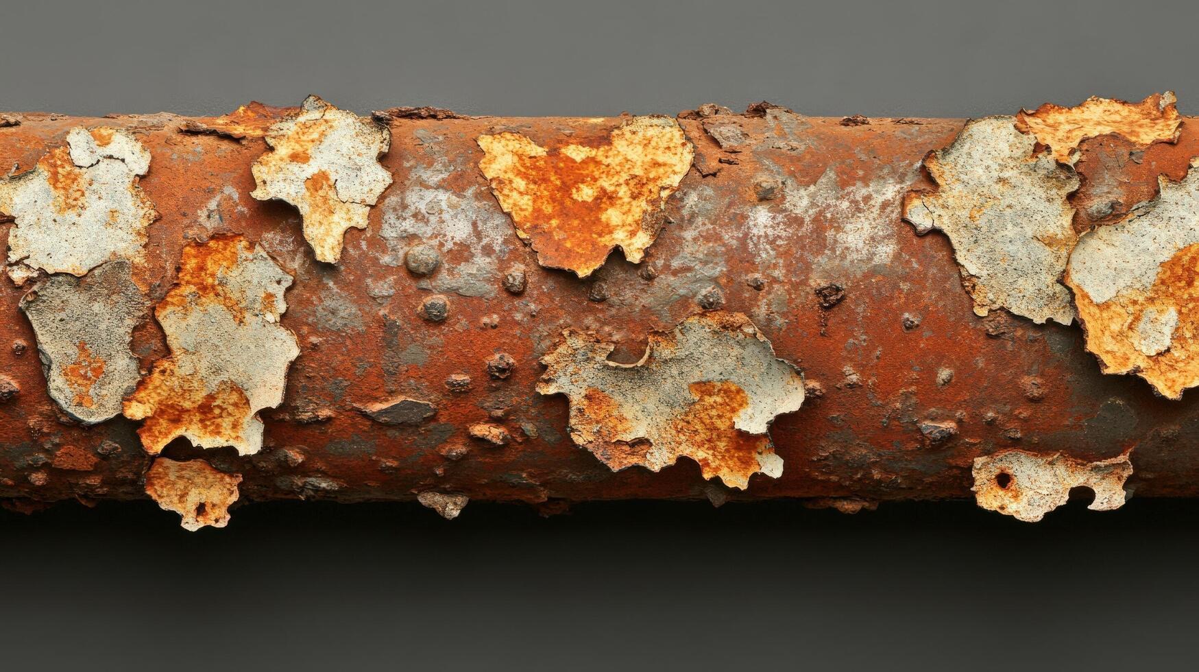 Severely corroded metal pipe showing extensive rust damage photo