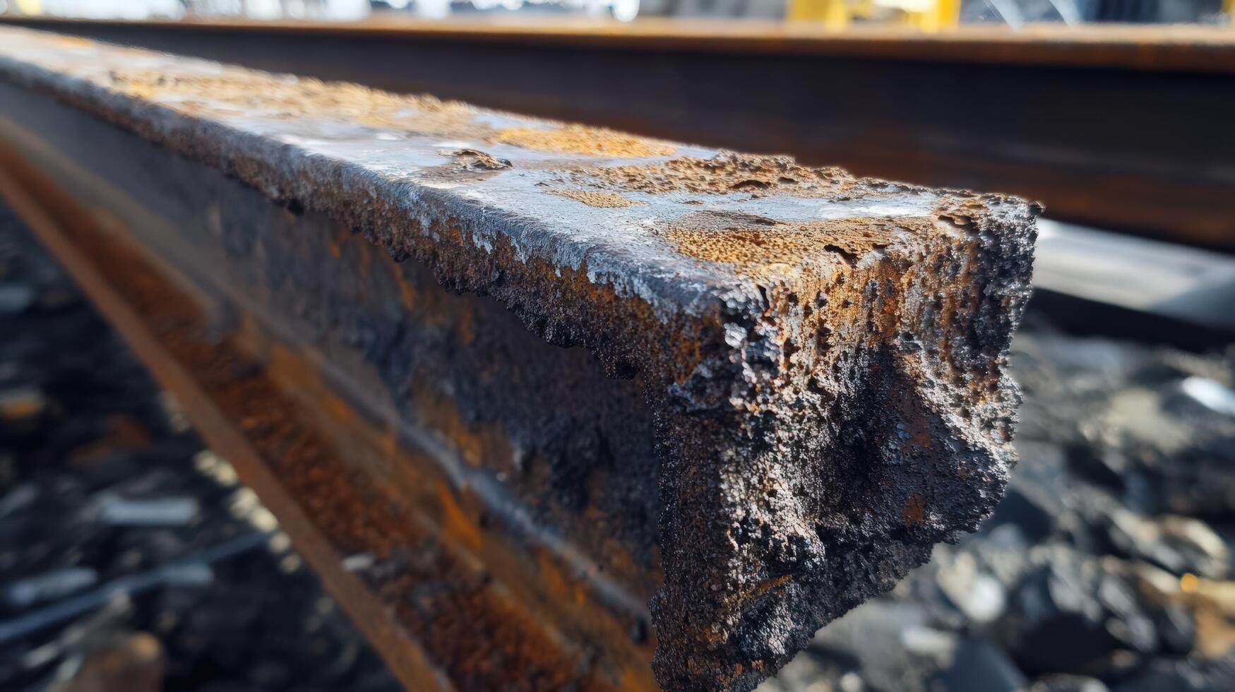 Rusted Railway Track Showing Significant Corrosion Damage photo