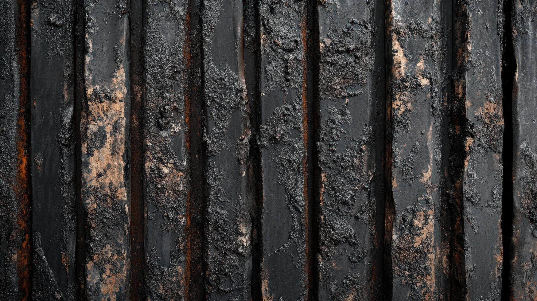 Dark Vertical Wooden Planks Covered In Tar photo
