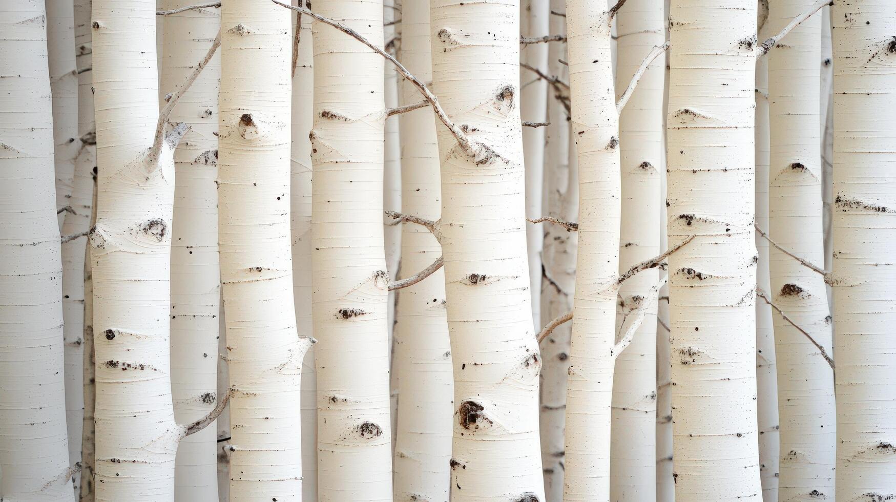 White Aspen Tree Trunks Close Up View photo