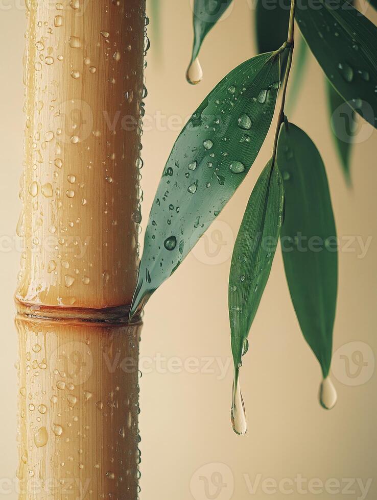 A bamboo tree with water droplets on it photo