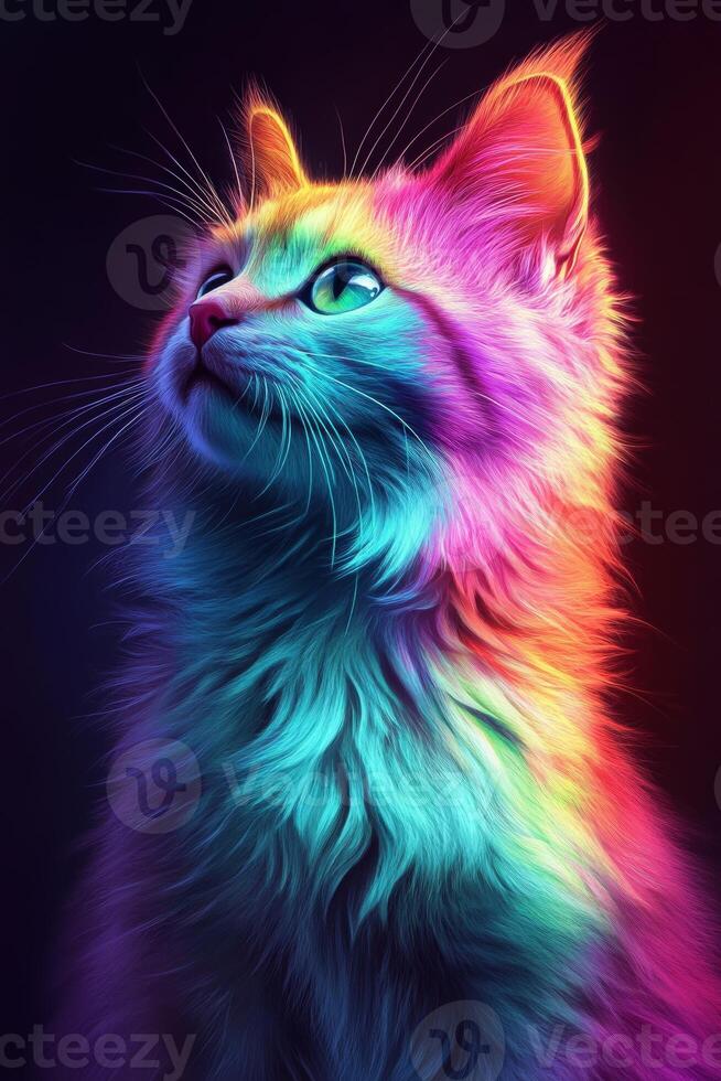 Bright fur of a cat against a dark background photo