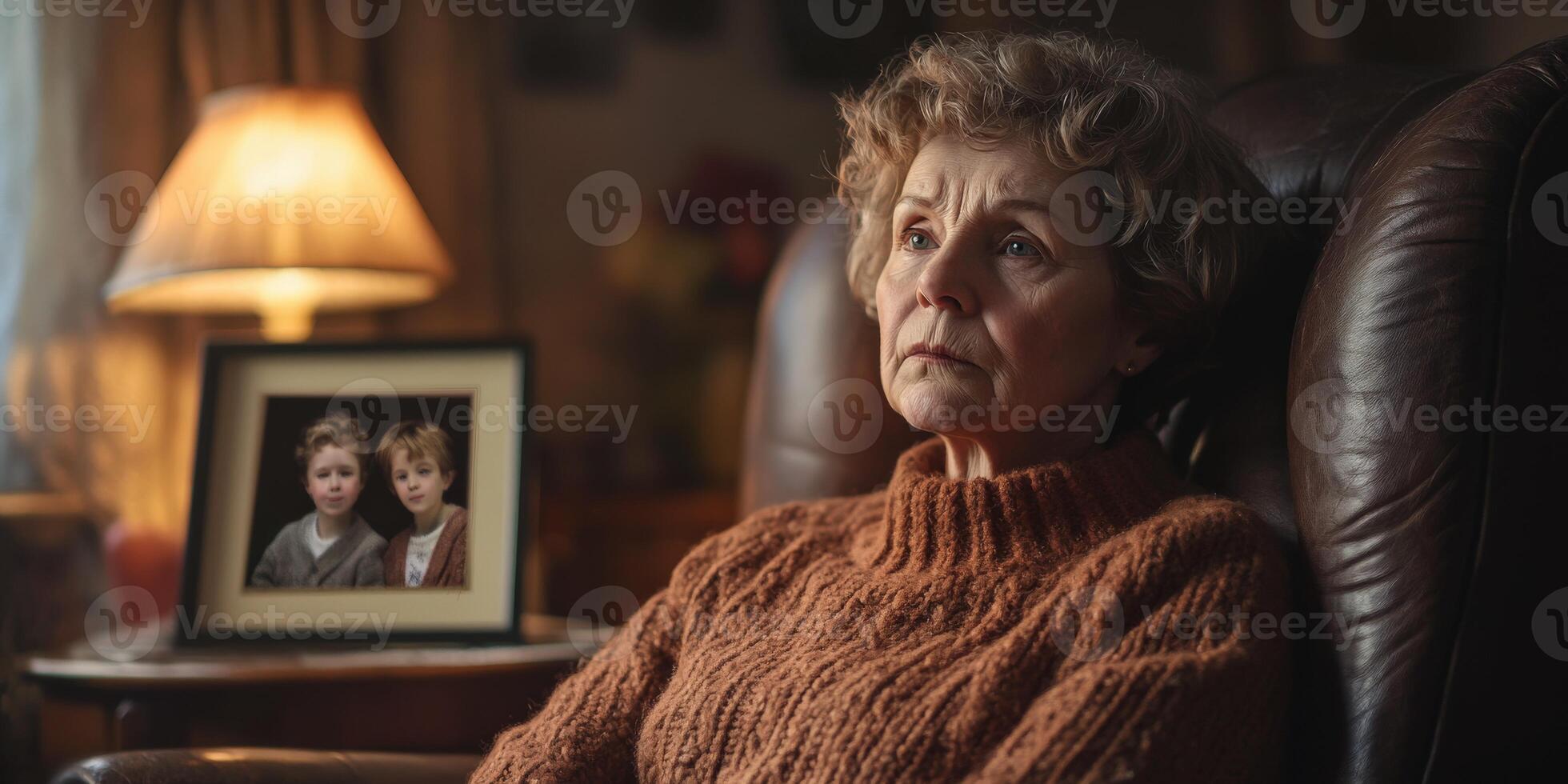 Reflecting on lost memories in a cozy living room photo