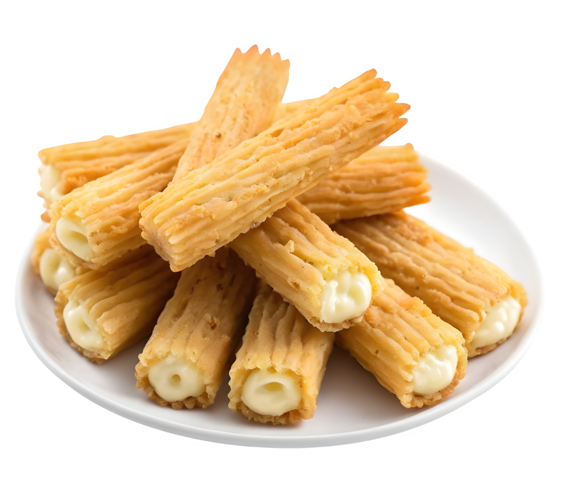 Kaasstengels, which you might also hear called Kastengel, are Indonesian cheese cookies that come in a fun stick shape, influenced by Dutch flavors. png