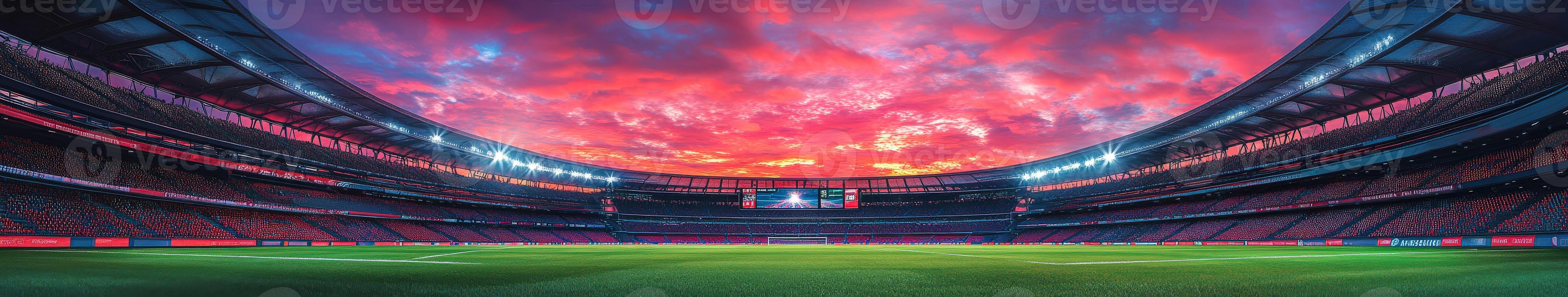 Spectacular sunset view over a large stadium during an event photo