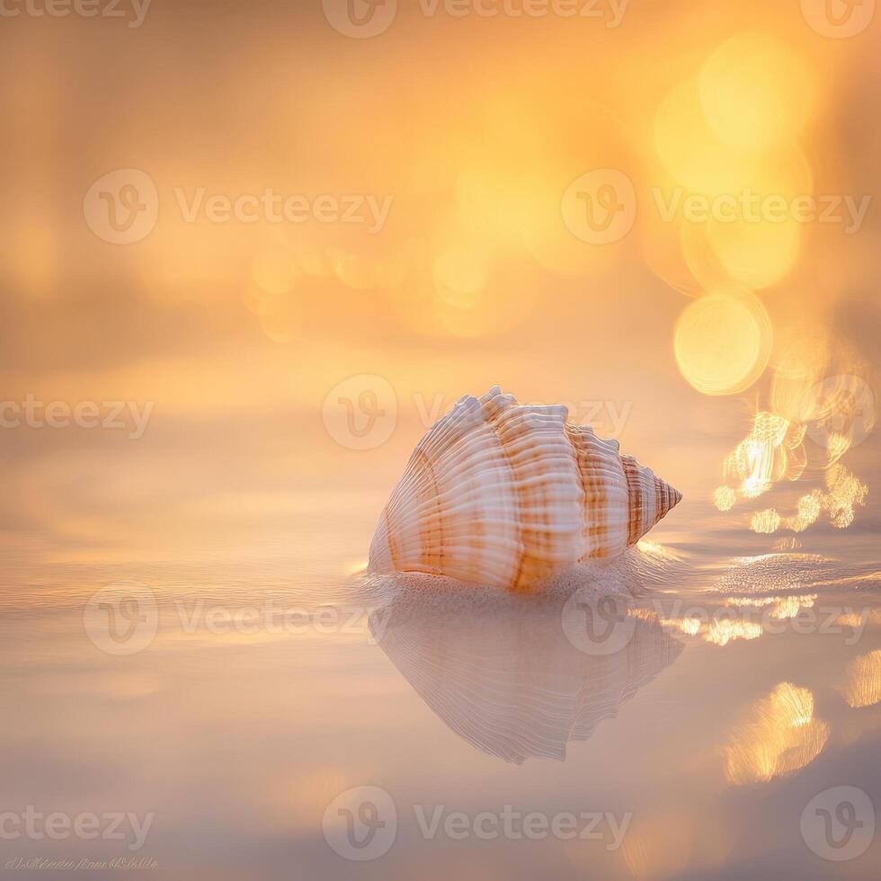 Seashell resting on gentle waves photo