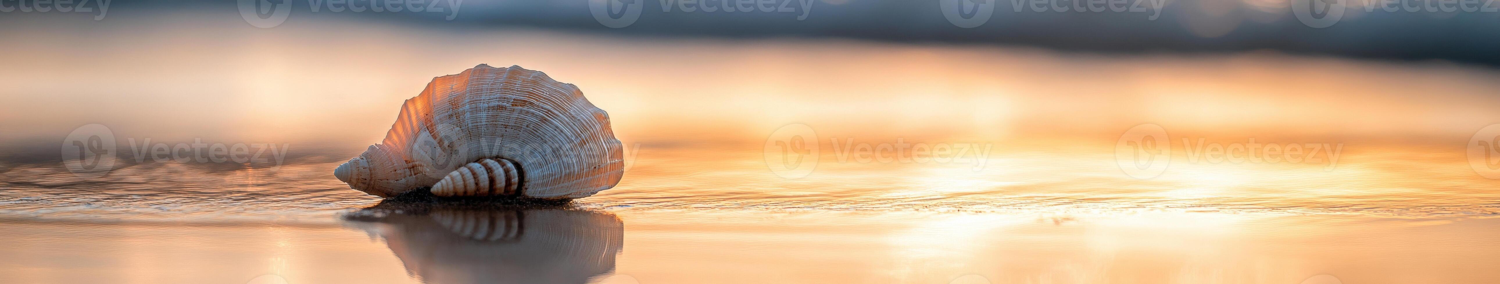Seashell on a tranquil shore photo
