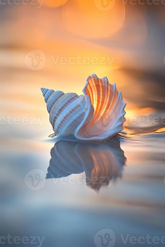 Delicate seashell on calm water photo
