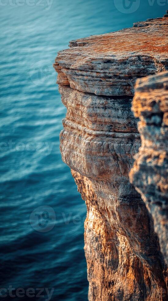 Stunning cliffs overlooking the sea photo