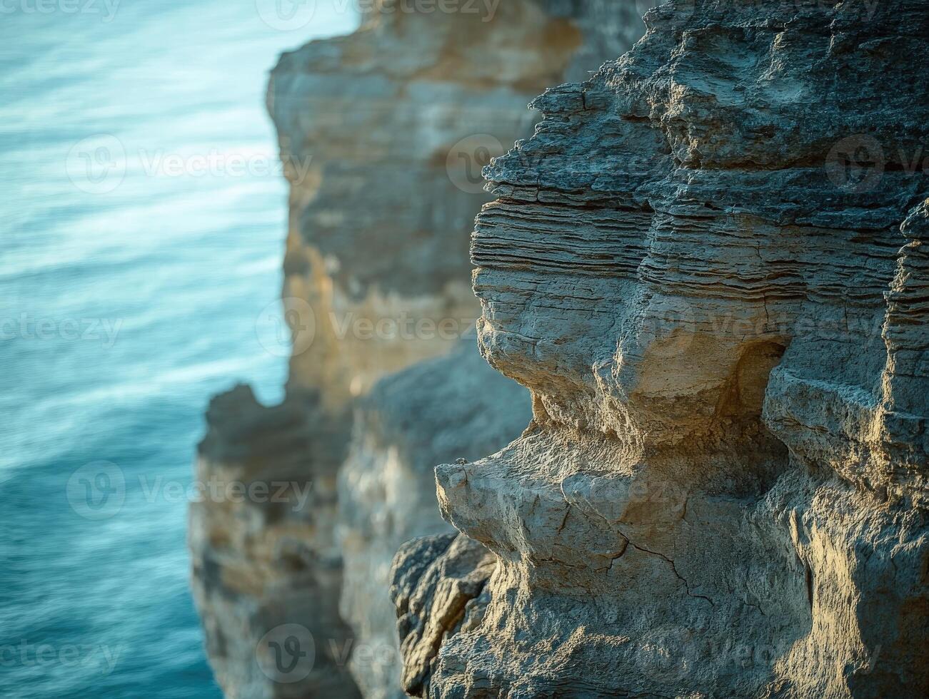Ocean view from rocky cliffs photo
